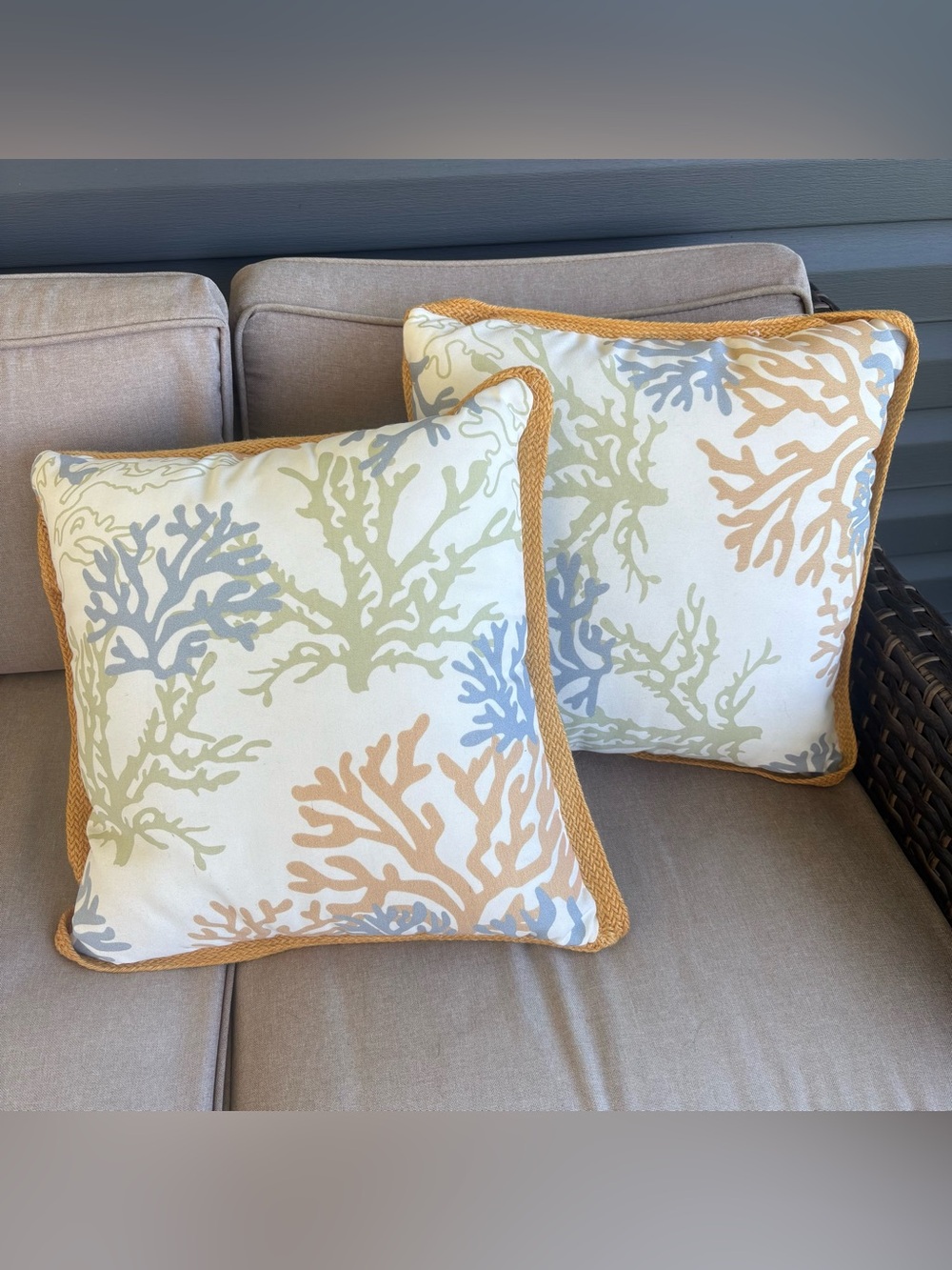 Set of 2 Broyhill Outdoor Coral Coastal Throw Pillows